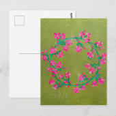 Textured Pink Flower Wreath Painting  Postkarte (Vorne/Hinten)