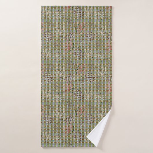 Textured Pointillism Grid Pattern Artwork Badehandtuch (Badehandtuch)