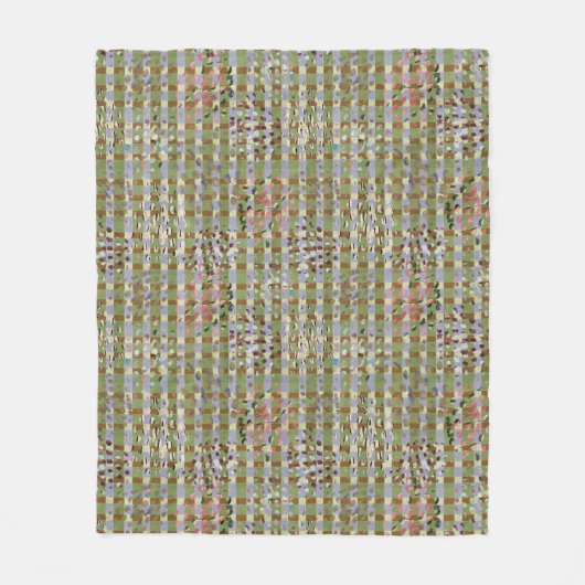 Textured Pointillism Grid Pattern Artwork Fleecedecke (Vorderseite)
