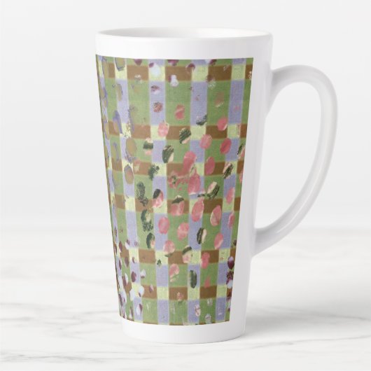 Textured Pointillism Grid Pattern Artwork Milchtasse (Rechts)