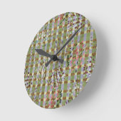 Textured Pointillism Grid Pattern Artwork Runde Wanduhr (Winkel)