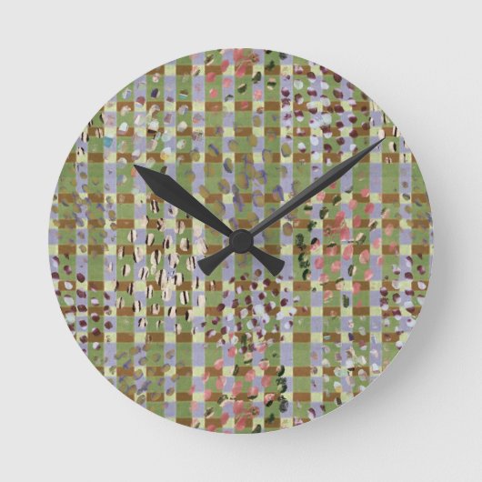 Textured Pointillism Grid Pattern Artwork Runde Wanduhr (Vorderseite)