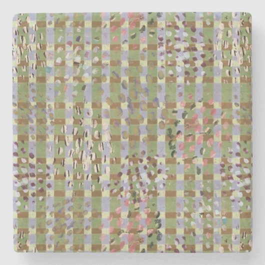 Textured Pointillism Grid Pattern Artwork Steinuntersetzer (Vorderseite)