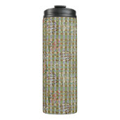 Textured Pointillism Grid Pattern Artwork Thermosbecher (Vorderseite)