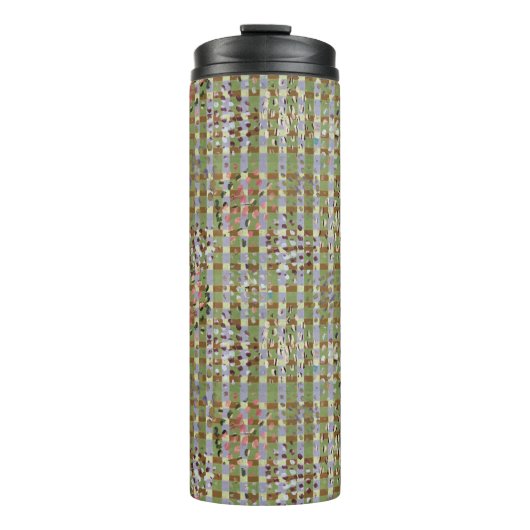 Textured Pointillism Grid Pattern Artwork Thermosbecher (Vorderseite)