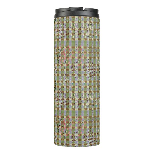 Textured Pointillism Grid Pattern Artwork Thermosbecher (Rückseite)