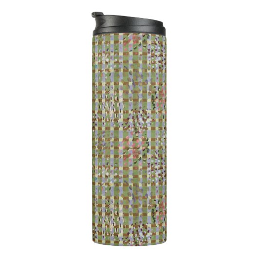 Textured Pointillism Grid Pattern Artwork Thermosbecher (Nach rechts gedreht)