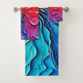 Textured Rainbow Swirl Art Badhandtuch Set (Insitu)