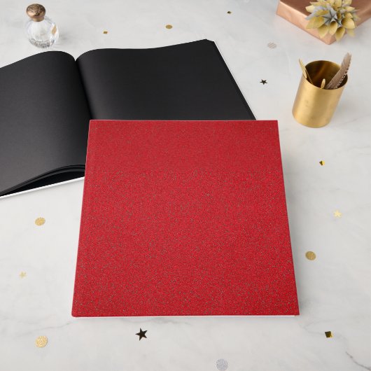Textured Red Guest Book with Black Pages - Benutze Gästebuch (Vorderseite offen)