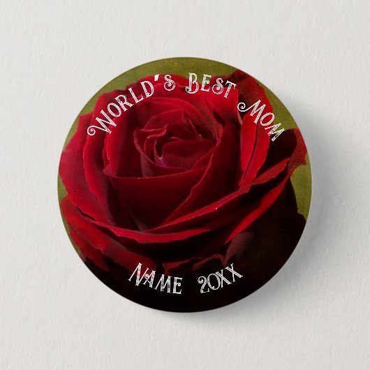 Textured Red Rose Mother’s Day Button (Vorderseite)