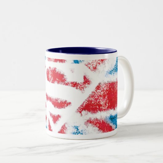 Textured S-Shield Over Flag Zweifarbige Tasse (VorderseiteRechts)
