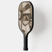 Textured Sepia Toned Geometric Abstract Art Pickleball Schläger (Links)