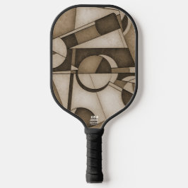 Textured Sepia Toned Geometric Abstract Art Pickleball Schläger