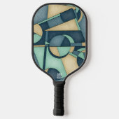 Textured Teal Gold Geometric Abstract Art Pickleball Schläger (Rückseite)