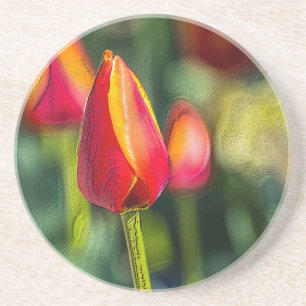 Textured Tulip Garden Getränkeuntersetzer