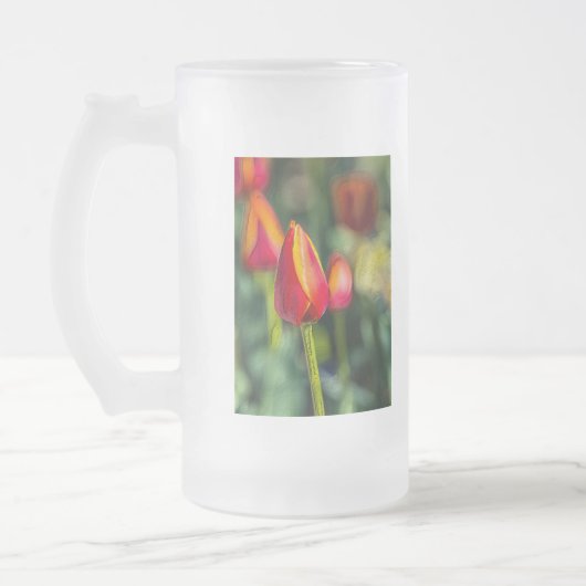 Textured Tulip Garden Mattglas Bierglas (Links)