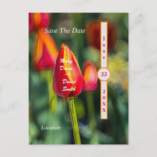 Textured Tulip Garden Save the Date Postkarte (Vorderseite)
