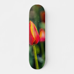 Textured Tulip Garden Skateboard