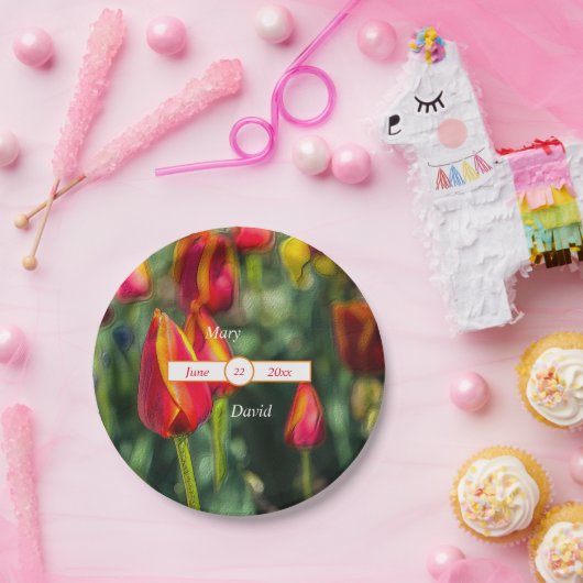 Textured Tulip Wedding Pappteller (Party)