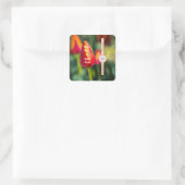 Textured Tulip Wedding Quadratischer Aufkleber (Tasche)