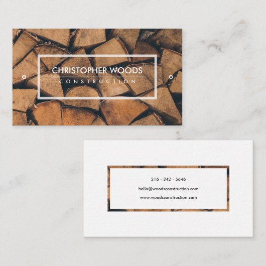 Textured Wood Handyman Carpentry Business Card Visitenkarte (Vorne/Hinten)