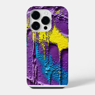 Texturen Lila blaugelbe Explosion Fun Farben iPhone 14 Pro Hülle
