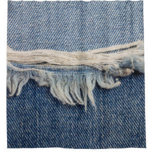Texturen reißen Jeans Hintergrund. Duschvorhang