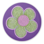 Texturgrün in rosa Blume Keramikknauf (Vorderseite)