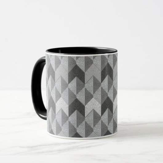 Texturiert grau geometrisch. tasse (Vorderseite Links)