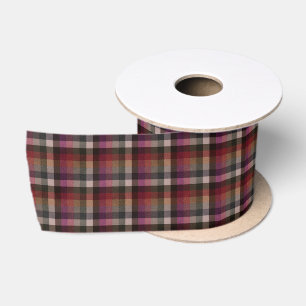 Texturiert rot, grau, himbeerfarben kariert. satinband