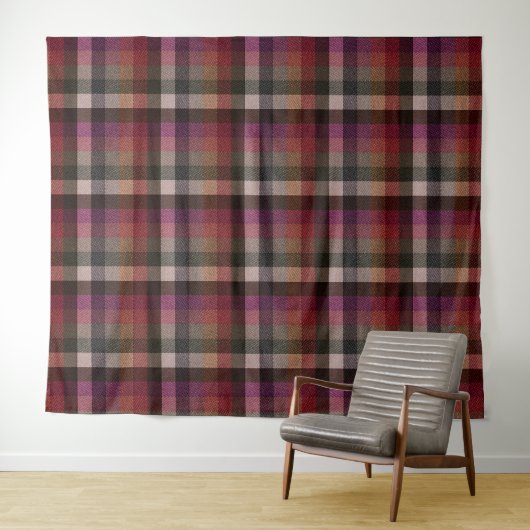 Texturiert rot, grau, himbeerfarben kariert. wandteppich (Beispiel (Horizontal))