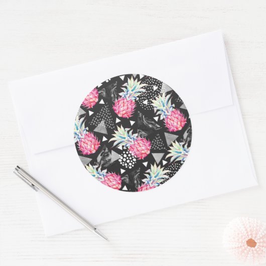 Texturierte Ananas-Muster Runder Aufkleber (Umschlag)