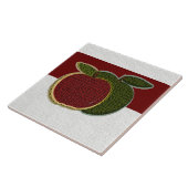 Texturierte Äpfel (Cranberry/weiß) Fliese (Seite)