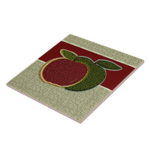 Texturierte Äpfel (Salbei/Cranberry) Fliese