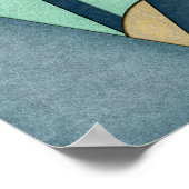 Texturierte Aquamarine Goldene geometrische Abstra Poster (Ecke)
