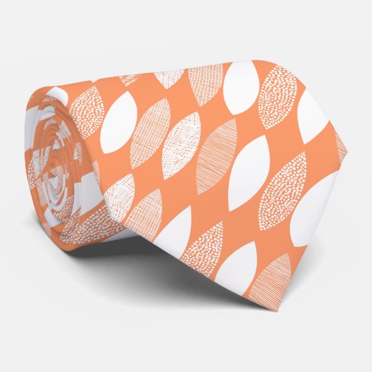 Texturierte Blätter 03 Diagonal - Weiß auf Pfirsic Krawatte (Gerollt)