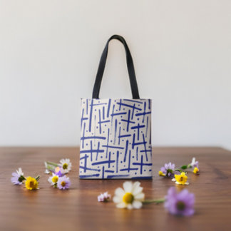 Texturierte blaue Pinselstriche und Punktmuster Tasche