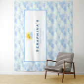 Texturierte blaue und weiße Wolken Babydusche Hint Wandteppich (Beispiel)