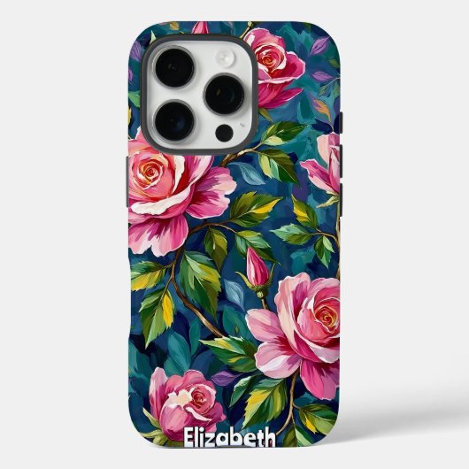 Texturierte Blumenbilder mit rosa Rosen Case-Mate iPhone Hülle (Rückseite)