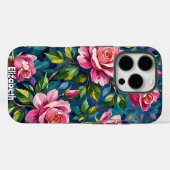 Texturierte Blumenbilder mit rosa Rosen Case-Mate iPhone Hülle (Rückseite (Horizontal))