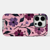 Texturierte Blumenmuster mit violetten Blumen Case-Mate iPhone Hülle (Rückseite (Horizontal))