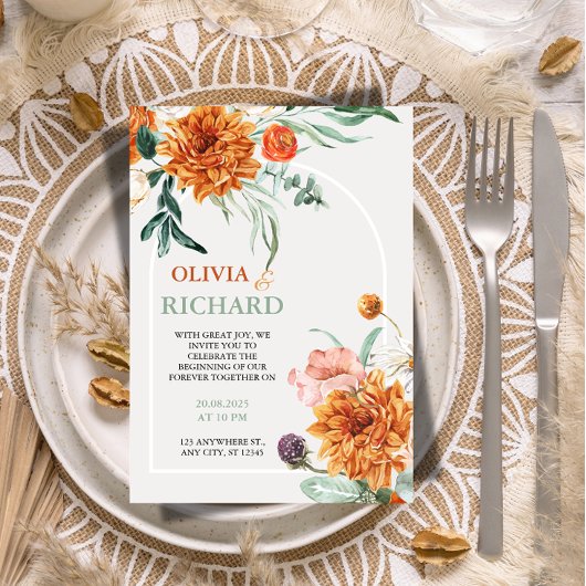 Texturierte Boho-Pampasgras-Hochzeitseinladung Einladung