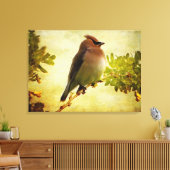 Texturierte Cedar Waxwing Stretch Canvas Print Leinwanddruck (Insitu (Wohnzimmer))