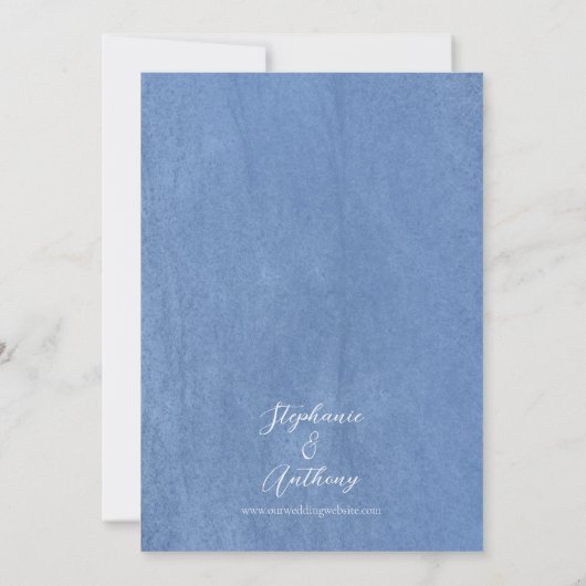 Texturierte Cornflower Blue Wildblume Bird Wedding Einladung (Rückseite)