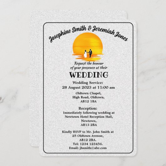 Texturierte Couple Sunset Wedding Card Einladung (Vorne/Hinten)