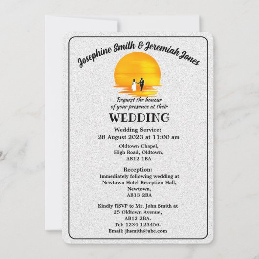 Texturierte Couple Sunset Wedding Card Einladung (Vorderseite)