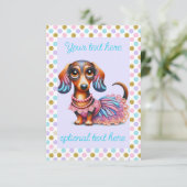 Texturierte Dackel Girl Party Einladung (Stehend Vorderseite)