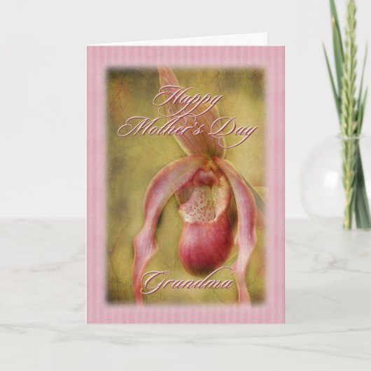 Texturierte Dame Slipper Orchid Mutter Day Card Karte (Vorderseite)