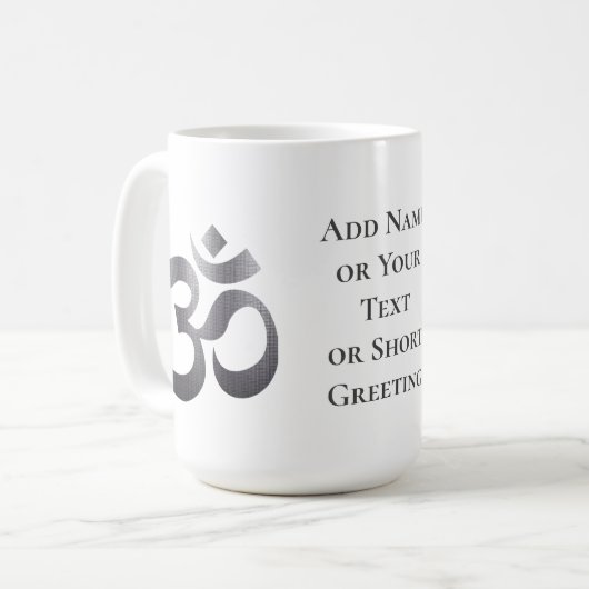 Texturierte Dunkelgrau Om Symbol, 15oz Kaffee Tass Kaffeetasse (Vorderseite Links)