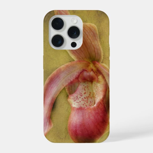 Texturierte Frauenschuh-Orchidee iPhone Hülle (Rückseite)